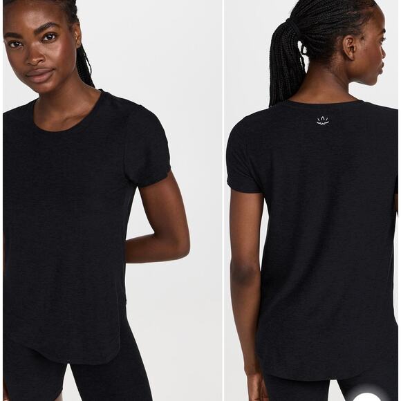 Beyond Yoga Tops - Beyond Yoga On The Down Low Tee - Black - Size XS